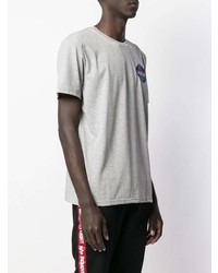 T-shirt à col rond imprimé gris Alpha Industries