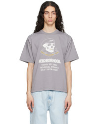 T-shirt à col rond imprimé gris Neighborhood