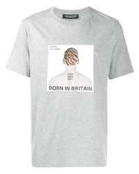 T-shirt à col rond imprimé gris Neil Barrett