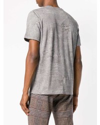 T-shirt à col rond imprimé gris Etro