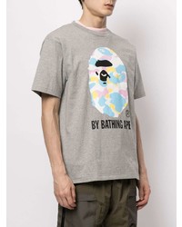 T-shirt à col rond imprimé gris A Bathing Ape