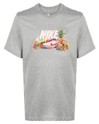 T-shirt à col rond imprimé gris Nike