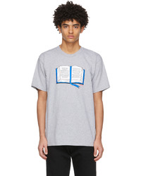 T-shirt à col rond imprimé gris Noah