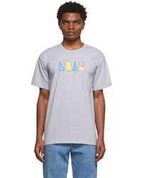 T-shirt à col rond imprimé gris Noah