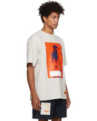 T-shirt à col rond imprimé gris Heron Preston