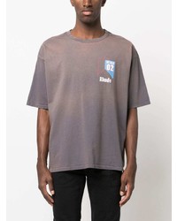 T-shirt à col rond imprimé gris Rhude