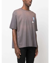 T-shirt à col rond imprimé gris Rhude