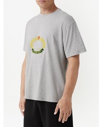 T-shirt à col rond imprimé gris Burberry