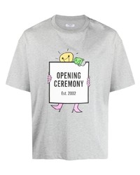 T-shirt à col rond imprimé gris Opening Ceremony