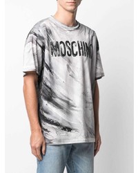 T-shirt à col rond imprimé gris Moschino