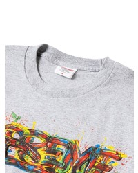 T-shirt à col rond imprimé gris Supreme