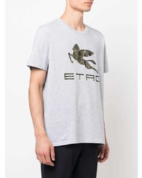 T-shirt à col rond imprimé gris Etro