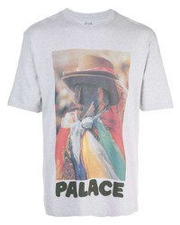 T-shirt à col rond imprimé gris Palace