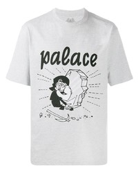 T-shirt à col rond imprimé gris Palace