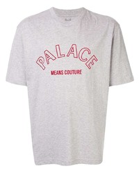 T-shirt à col rond imprimé gris Palace