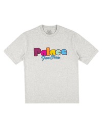 T-shirt à col rond imprimé gris Palace