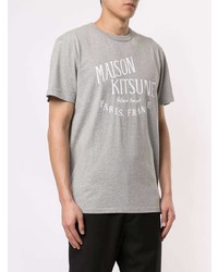 T-shirt à col rond imprimé gris MAISON KITSUNÉ