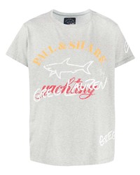 T-shirt à col rond imprimé gris Paul & Shark