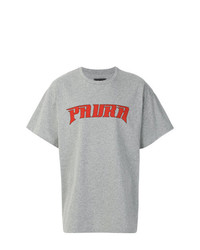 T-shirt à col rond imprimé gris Paura
