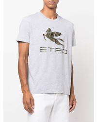 T-shirt à col rond imprimé gris Etro