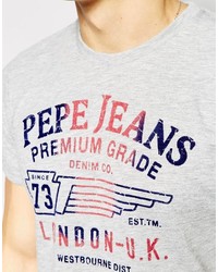 T-shirt à col rond imprimé gris Pepe Jeans