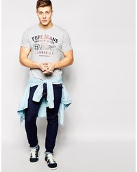 T-shirt à col rond imprimé gris Pepe Jeans