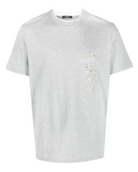 T-shirt à col rond imprimé gris Peserico