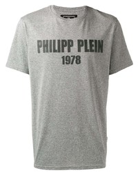 T-shirt à col rond imprimé gris Philipp Plein