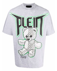 T-shirt à col rond imprimé gris Philipp Plein