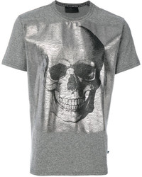 T-shirt à col rond imprimé gris Philipp Plein