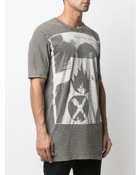 T-shirt à col rond imprimé gris Boris Bidjan Saberi