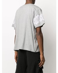 T-shirt à col rond imprimé gris Sacai