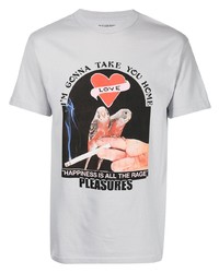 T-shirt à col rond imprimé gris Pleasures