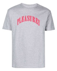 T-shirt à col rond imprimé gris Pleasures