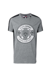 T-shirt à col rond imprimé gris Plein Sport