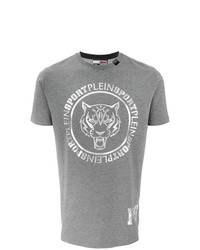 T-shirt à col rond imprimé gris Plein Sport
