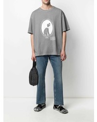 T-shirt à col rond imprimé gris Maison Margiela