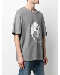 T-shirt à col rond imprimé gris Maison Margiela