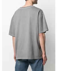 T-shirt à col rond imprimé gris Maison Margiela