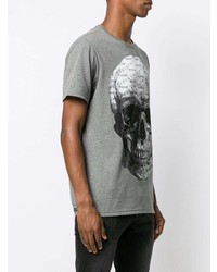 T-shirt à col rond imprimé gris Philipp Plein