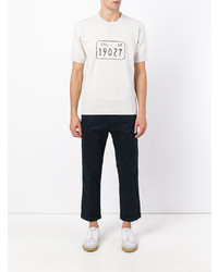 T-shirt à col rond imprimé gris VISVIM