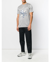 T-shirt à col rond imprimé gris Lanvin