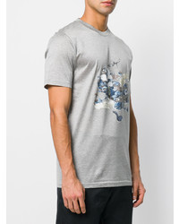 T-shirt à col rond imprimé gris Lanvin