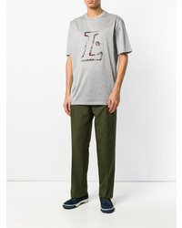 T-shirt à col rond imprimé gris Lanvin