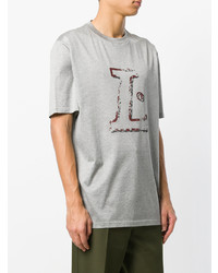 T-shirt à col rond imprimé gris Lanvin