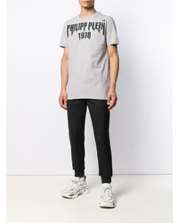 T-shirt à col rond imprimé gris Philipp Plein