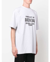 T-shirt à col rond imprimé gris Balenciaga