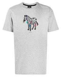 T-shirt à col rond imprimé gris PS Paul Smith