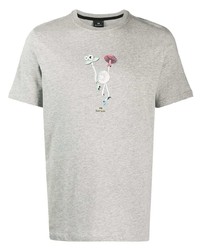 T-shirt à col rond imprimé gris PS Paul Smith