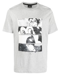 T-shirt à col rond imprimé gris PS Paul Smith